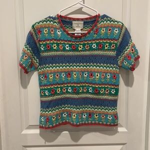 Knit blouse with fun flowers